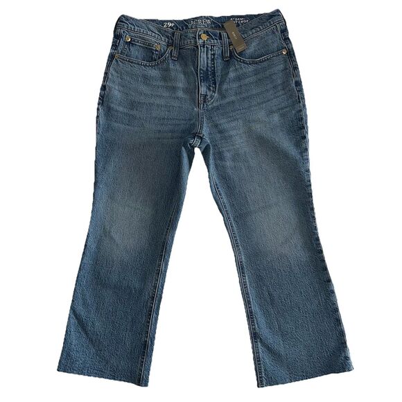 J Crew 9 Inch Demi Boot Crop Jeans NWT Size 29P Raw Hem Style BY239 - Picture 1 of 12